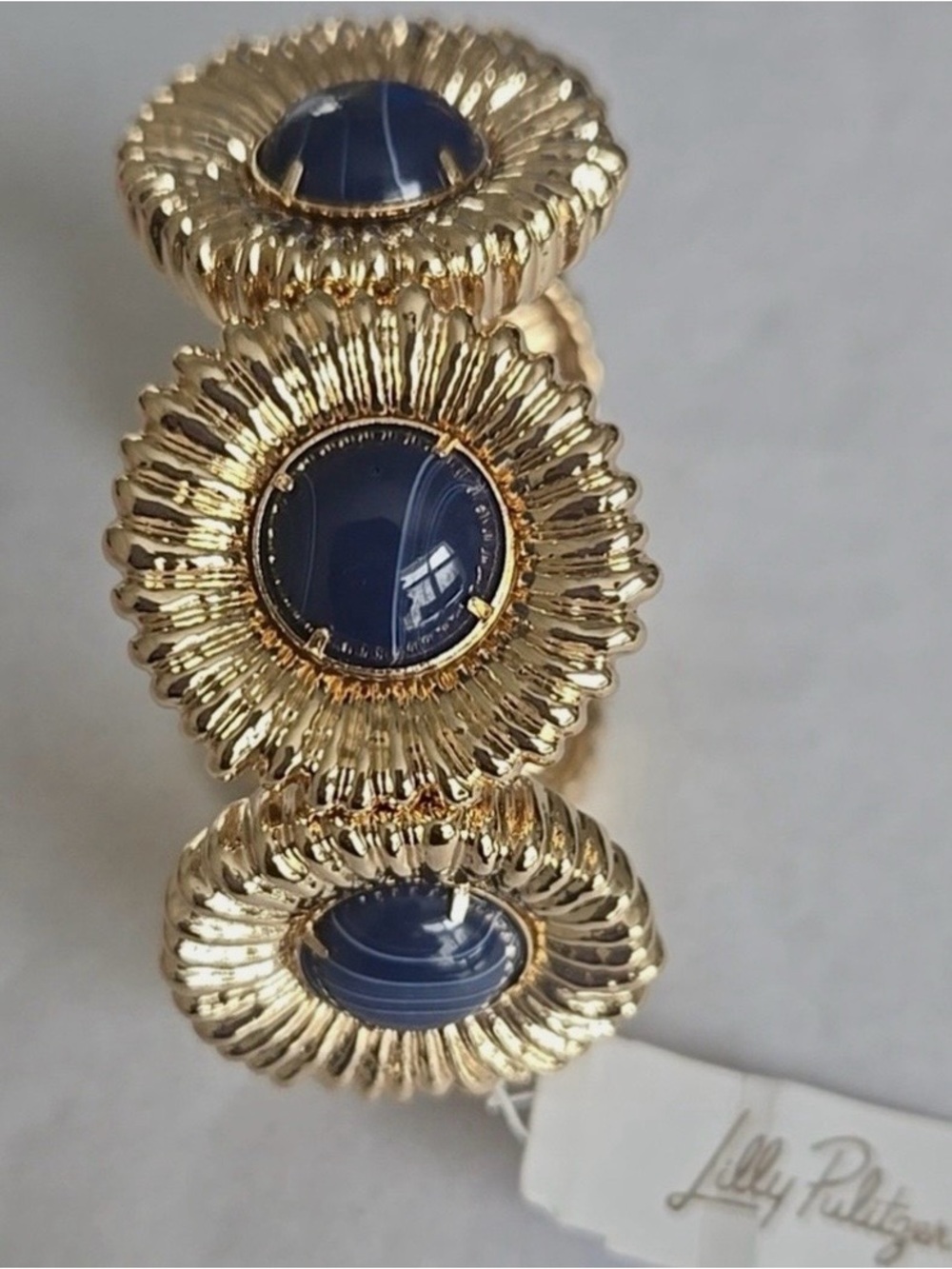 Lilly Pulitzer one final fling brand new Gold-Tone Blue Cabochon Floral Bracelet